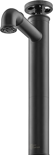 Miniatura 9 de Avallon - Grifo de baño de arco alto con un solo agujero, rueda de un solo mango, color negro mate con asas azules