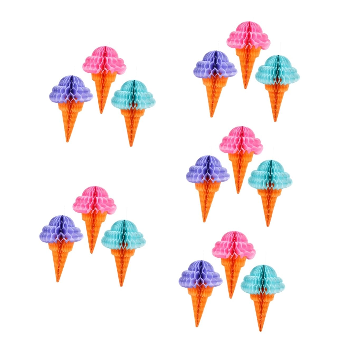 15stücke Hawaii Hängedekoration Eiscreme Form Honigwaben Für Sommerpartys Lebendige Farben Für Heimdekoration Und Fotohintergründe