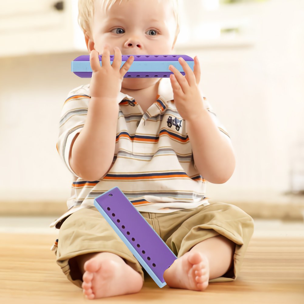 Harmonica z bezpieczną budową żywicy, Przezroczyste Tony i Adnotacje Cyfrowe, Idealne Pierwsze Instrument dla Dzieci i Początkujących, Fioletowe żywice Harmoniczne dla Rock Jazz Folk