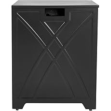 Propane Metal Tank Cover Table for Gas Fire Pits, 16-inch Hideaway Table Gas with Side Handles, Tank Holder Storage Side Table for 20 Pound Propane Tank, Black
