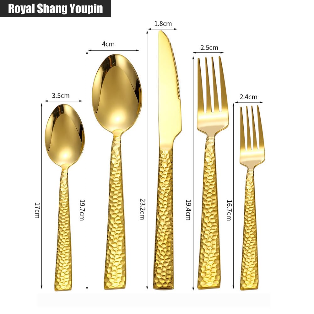 Manico Quadrato Martello Modello Cucina Posate in Acciaio Inossidabile Stoviglie Posate Set Di Posate Coltello Da Bistecca Forchetta Cucchiaio Cucchiaino (Argento,20 pezzi)