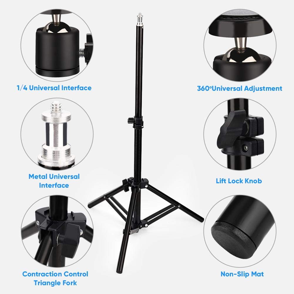 Wakects Kit d'éclairage annulaire LED de 6 Pouces avec trépied + Support de téléphone pour Youtube, kit d'éclairage Photo vidéo, Anneau Lumineux avec 3 Couleurs et 10 Niveaux de luminosité