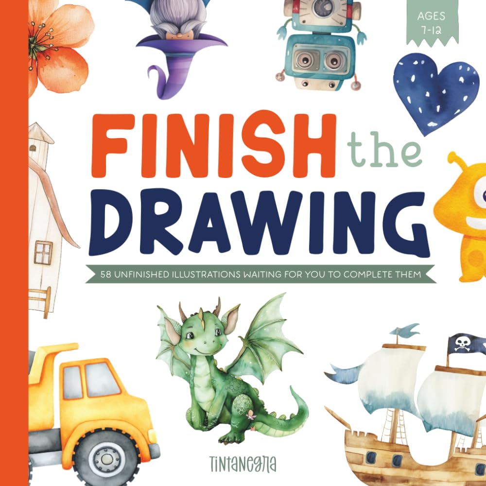 Finish the Drawing – A Creative Drawing Book for Kids Who Love to Draw: 58 Beautiful Watercolor Unfinished Illustrations to Spark Imagination for Kids Ages 7–12 (The Finish the Drawing Collection)