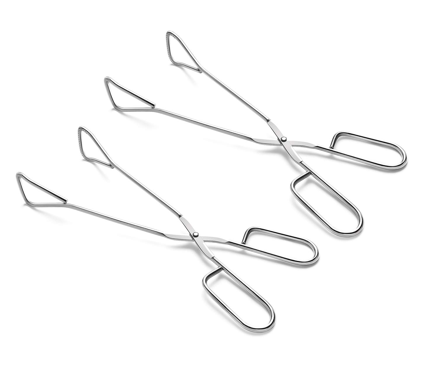 11" Heavy Duty Stainless Steel Kitchen Scissor Tongs with Comfortable Ergonomic Grip, Heat Resistant Tongs for Cooking & BBQ, Set of 2