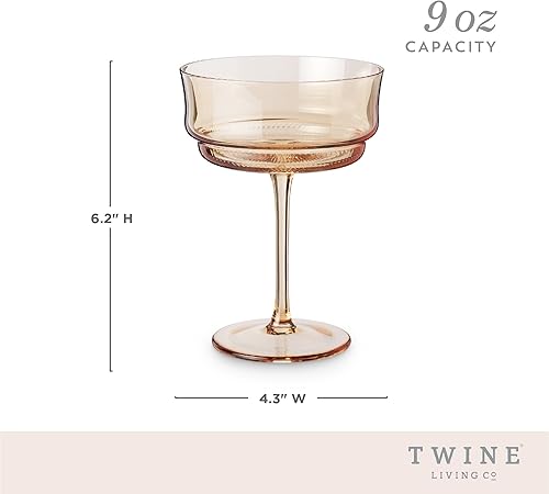 Miniatura 3 de Twine Tulip Coupe - Vasos de cóctel con tallo para Espresso Martini, Manhattan, cristalería teñida de ámbar para regalos de boda, inauguración de la