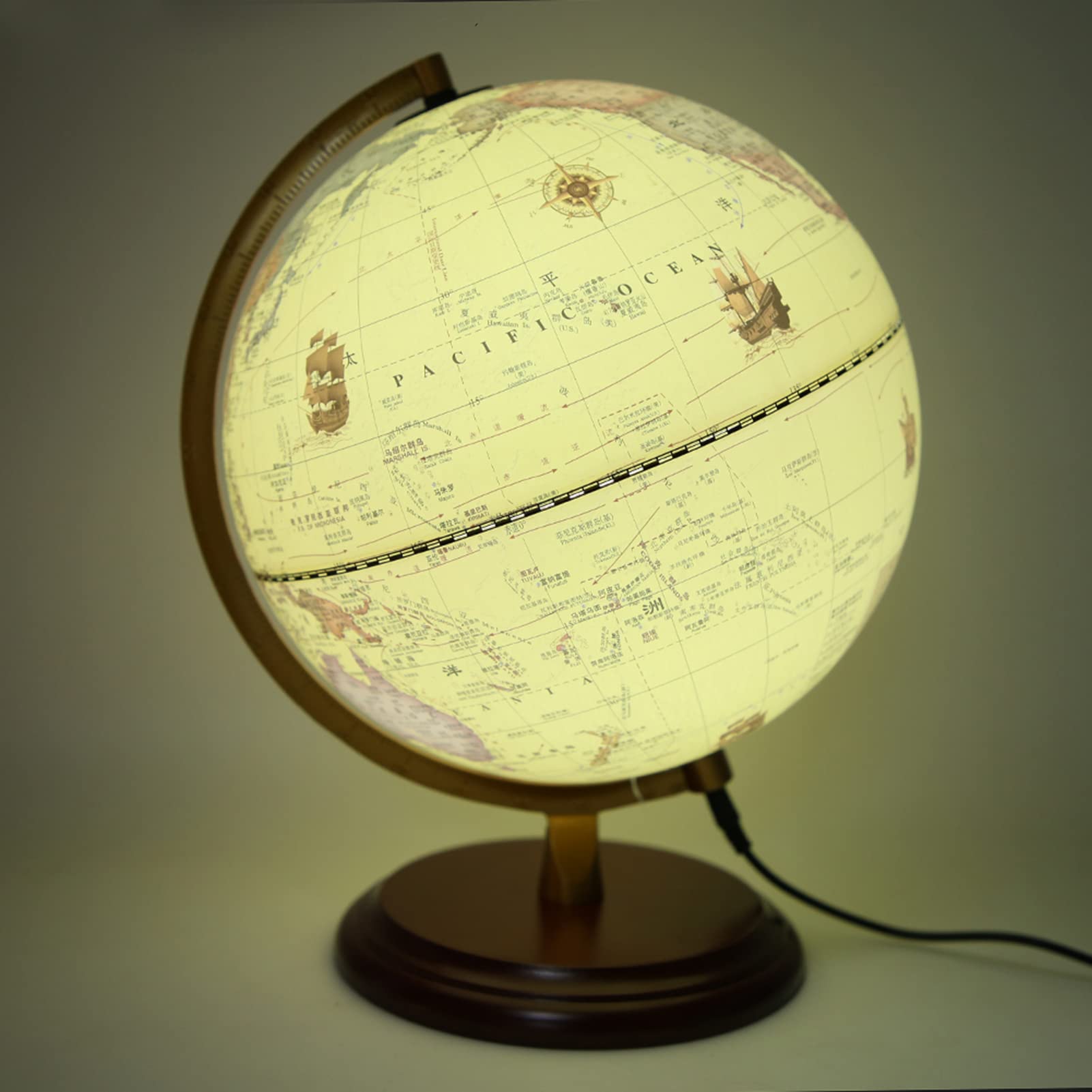 Mappamondo 3D con supporto Notte Adulti Bambini Visualizza Mappamondo antico per mappamondo da scrivania o aula(25 cm)