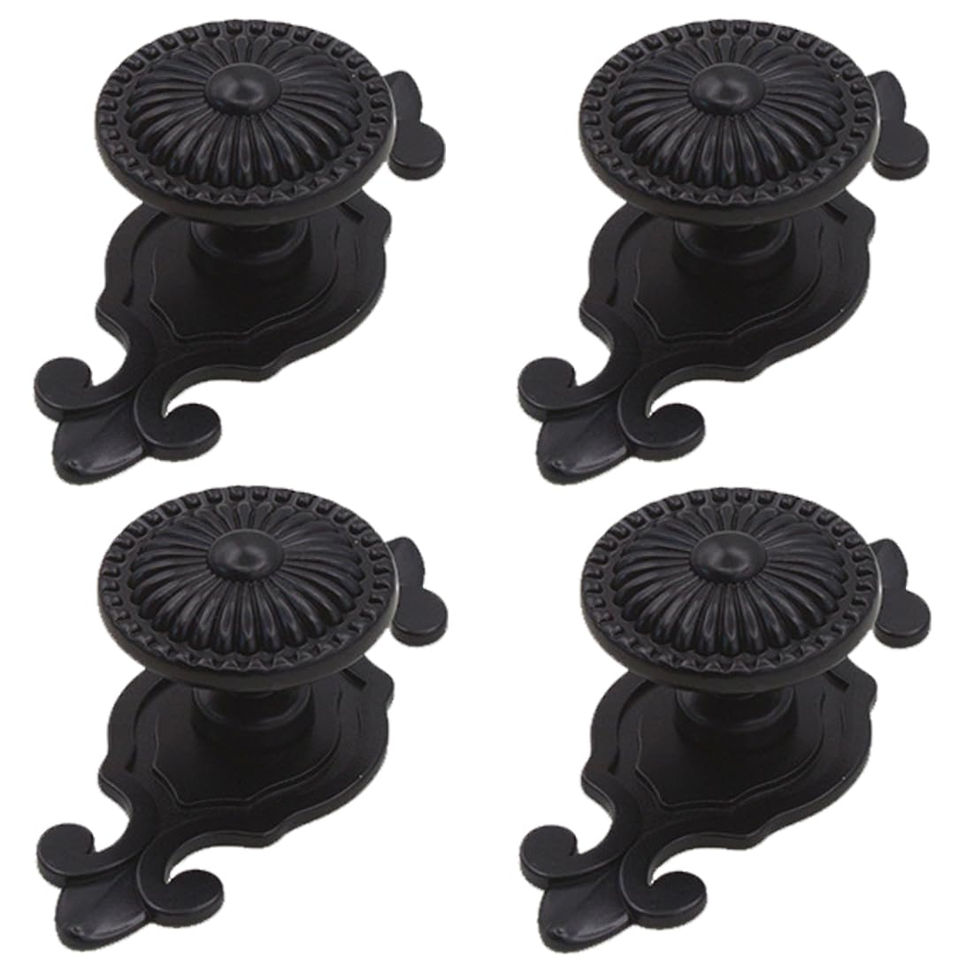 Kelier Mushroom-Backplate Antique Cabinet Knobs, [4 Pack] Vintage Retro Mushroom Drawer Knobs With Backplate, Dresser Pull Handles For Kitchen/Cupboard/Wardrobe/Cabinet, Black