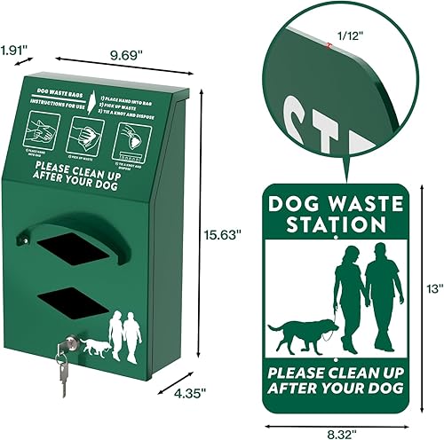 Miniatura 5 de Dispensador de bolsas de aluminio para perros al aire libre con letrero de recogida después de tu perro, dispensador de bolsas de excremento montado
