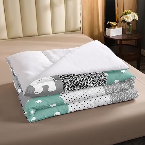 Miniatura 3 de Lindo edredón de elefante, juego de ropa de cama bohemio a cuadros de búfalo para niños, niñas, mujeres y hombres, juego de edredón geométrico de