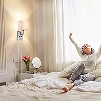 Vista 4 de Aplique de pared enchufable, lámpara de pared de cabecera con enchufe e interruptor regulable, con puerto de carga USB y enchufe, adecuado