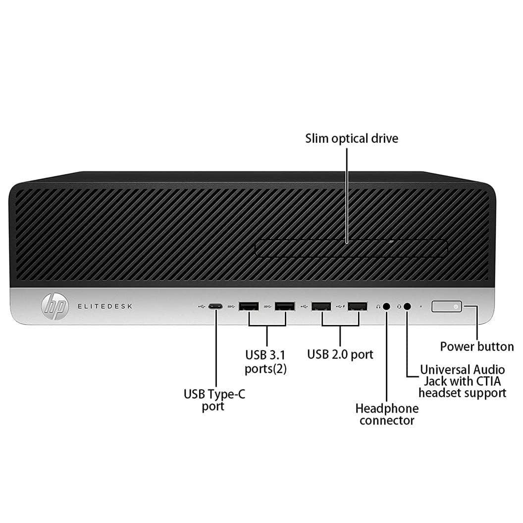 HP EliteDesk 800 G3 SFF - Ordenador de sobremesa con monitor de 24 pulgadas, Intel Core i5-6600, 16 GB de RAM, 256 GB SSD, WiFi, Bluetooth, teclado QWERTY de EE.UU., Windows 11 Pro (reacondicionado) — view 4