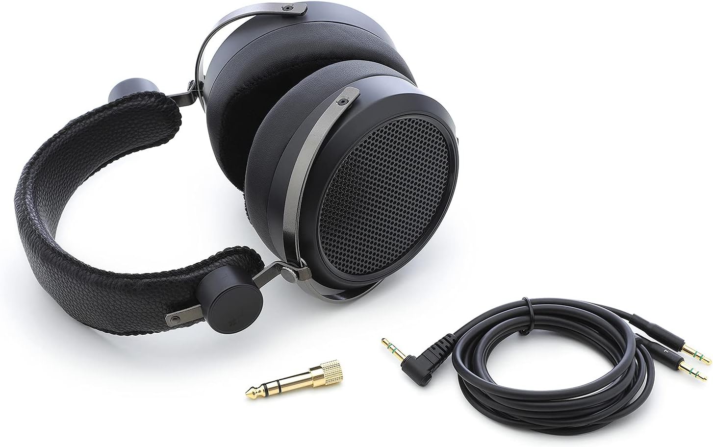 DROP + HIFIMAN HE-X4 headphones with detachable cable and 1/4 inch adapter.