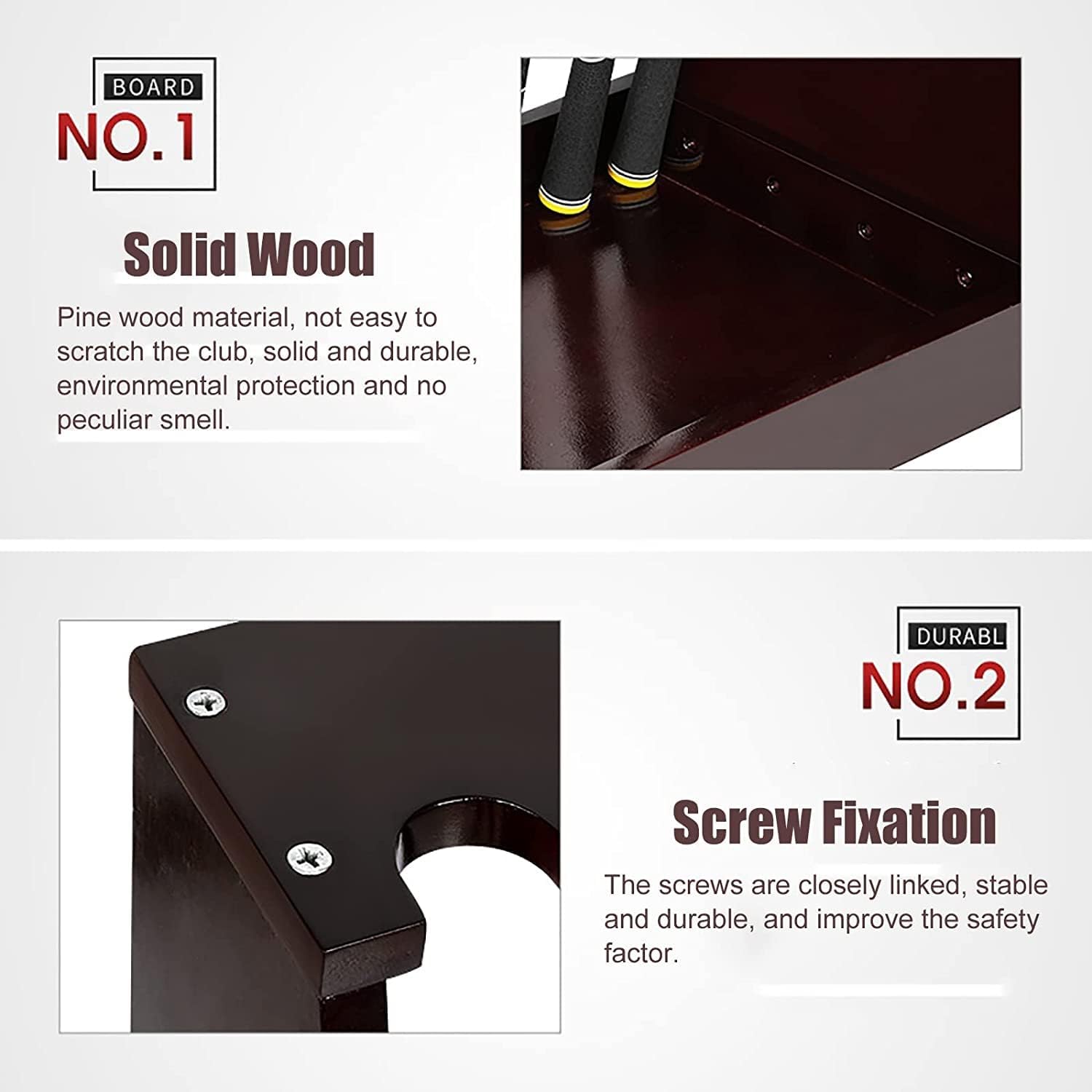 Golf Club Organizers Display Stand for 13 Putter Clubs, Durable Wooden Golf Clubs Storage Rack, Easy to Install