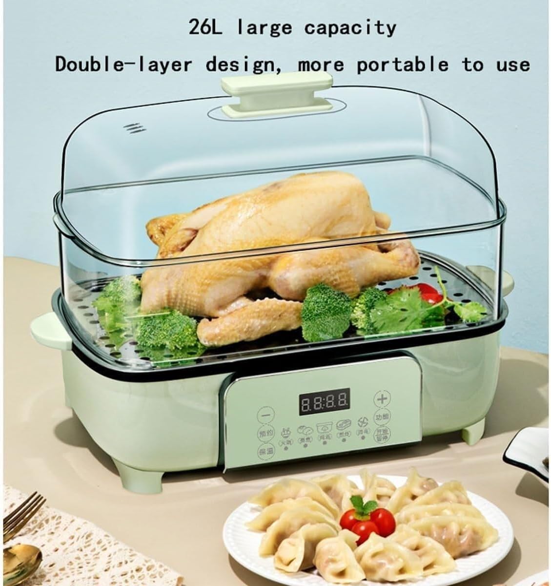 food steamer with two-layer display touch screen