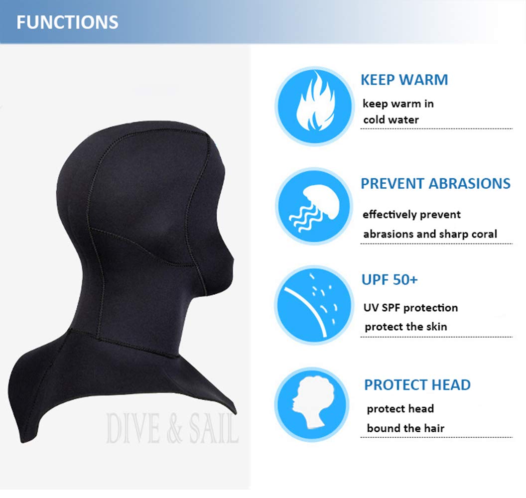 Muta Cappuccio 3MM Neoprene Cappuccio Protettivo Immersione Cappuccio Muta Cappello Cap per Snorkeling Surf Nuoto