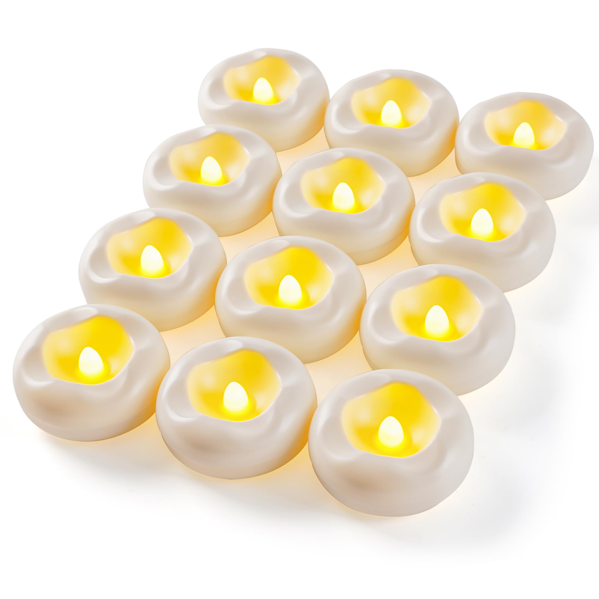 Da by Candele Galleggianti - 12 candele LED bianche impermeabili - adatte per piscine/matrimoni/vasi/decorazioni per la casa (5 cm * 2,5 cm)
