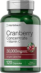 Cranberry Concentrate Extract + Vitamin C | 30,000mg | 150 Capsules | Triple Strength Ultimate Potency Formula | Non-GMO and Gluten Free Cranberry Pills Supplement | by Horbaach