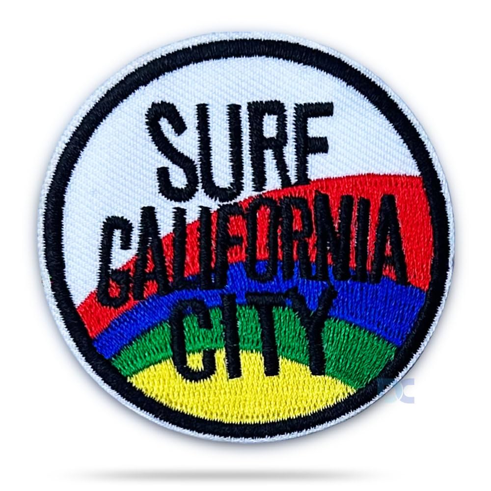 Daily Crafts 1 Piece Cute Patches for Clothes| Surf California City Design Iron on Patches for Clothing, Sew on Repair Cloth Accessories, Fabric Repair Patches| 5.5cm in Size