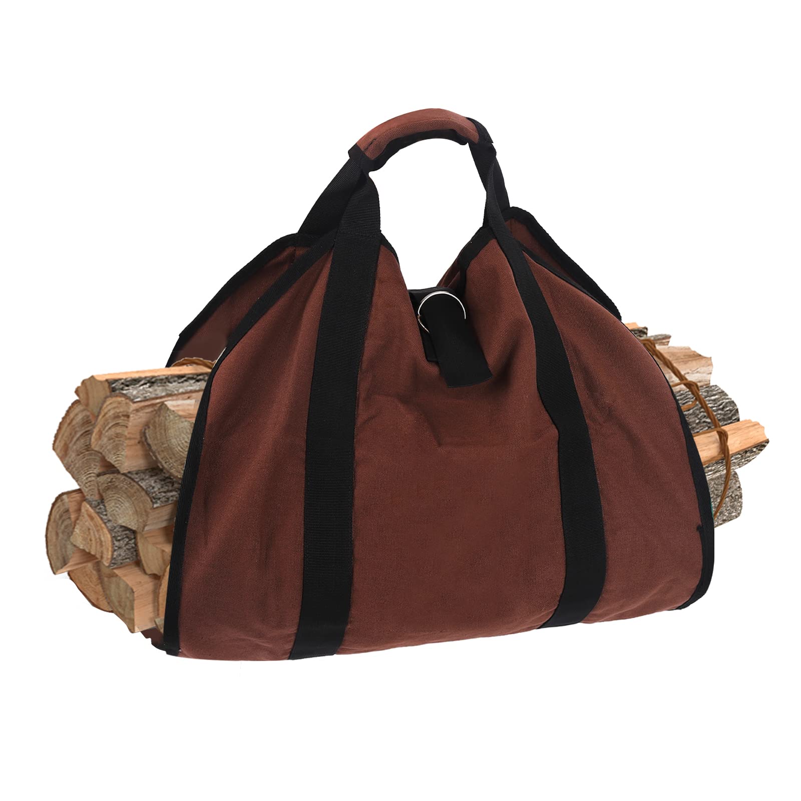 Buy Waxed Canvas Log Carrier Bag, Brown Firewood Holder 36.5x18 Inch