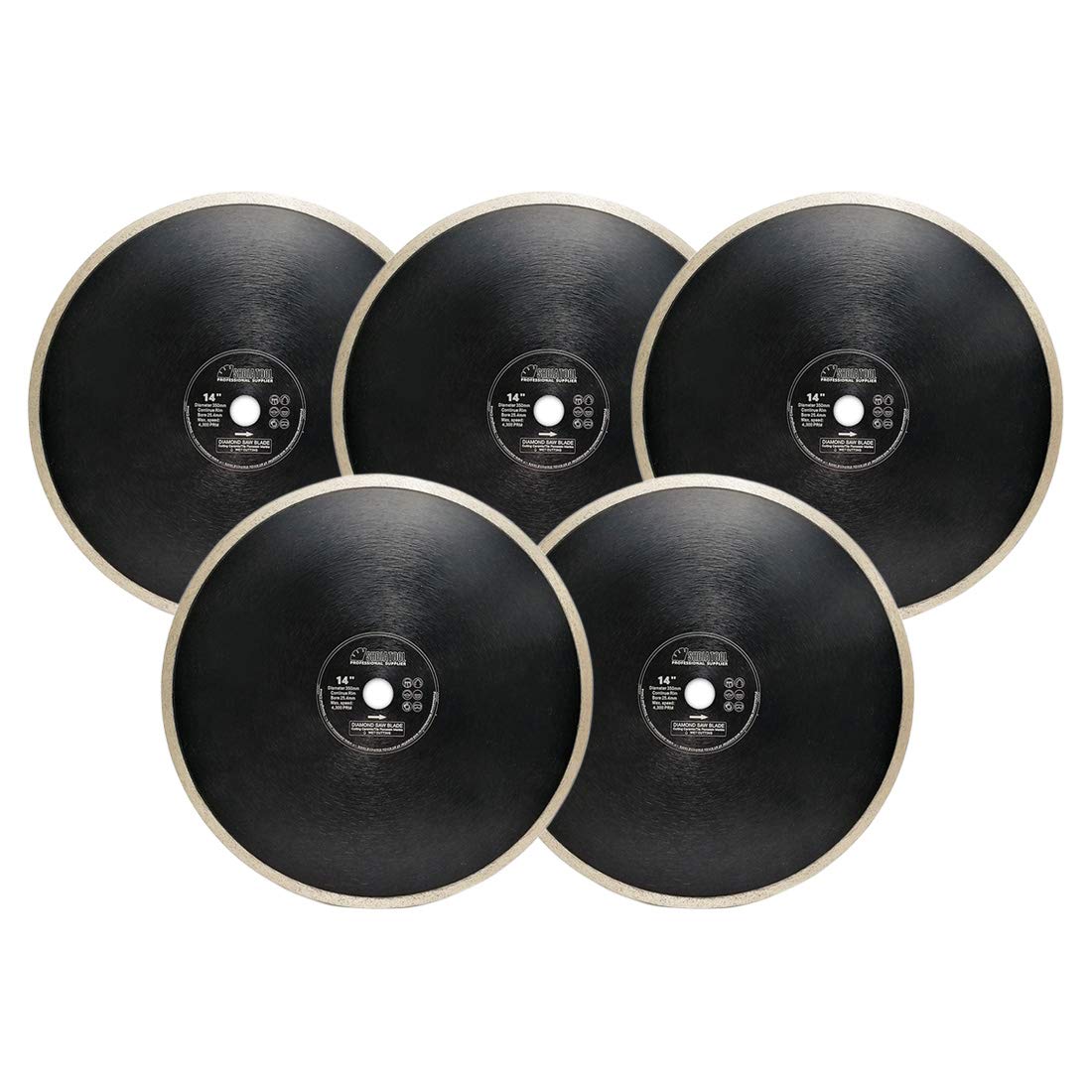 SHDIATOOL Hoja de sierra de diamante 5PK 350 x 25,4 mm Profesional Continue Rim Disco de corte para azulejos de cerámica