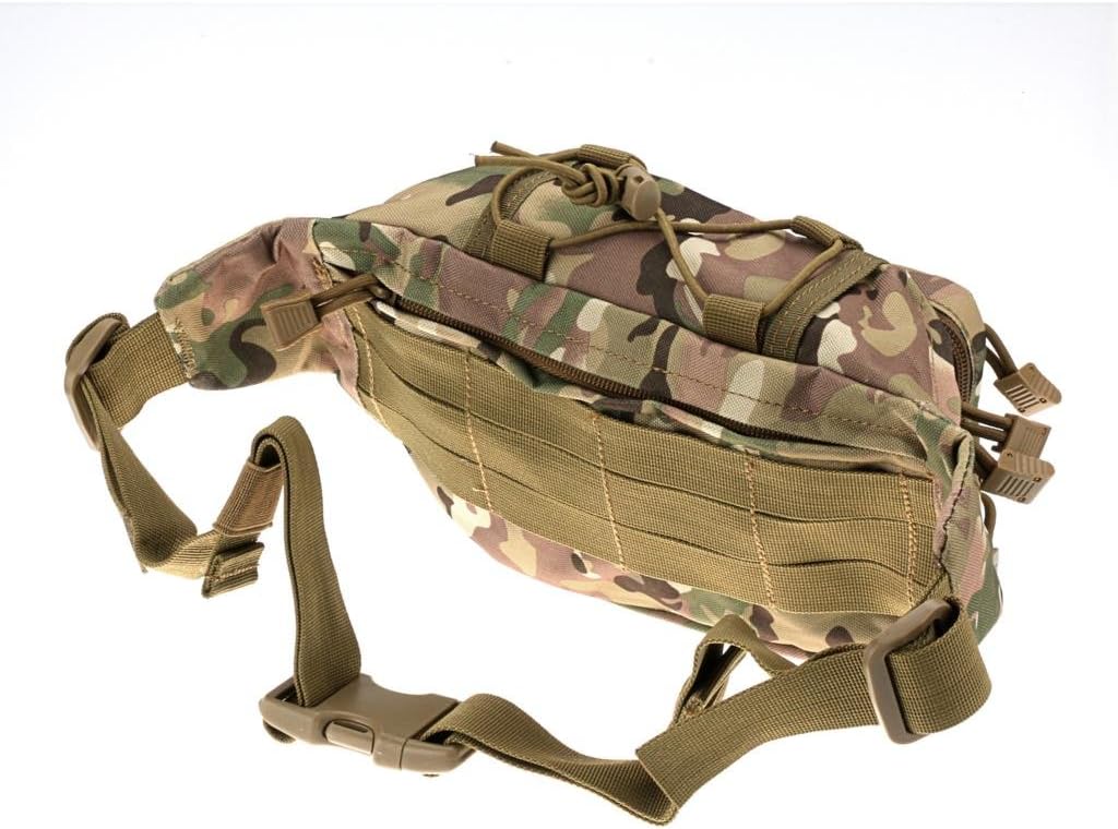 DLP Tactical MOLLE CCW Waist Bag CP Camo – Tactical EDC Fanny Pack with Concealed Carry Compartment – 600D Nylon Belt Bag with Multiple Pockets Bungee Retention and MOLLE Attachment
