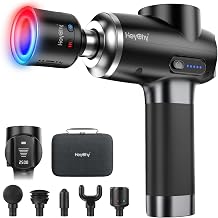 HEYCHY Massage Gun Deep Tissue, 5 Heads Muscle Massager with Heat and Cold
