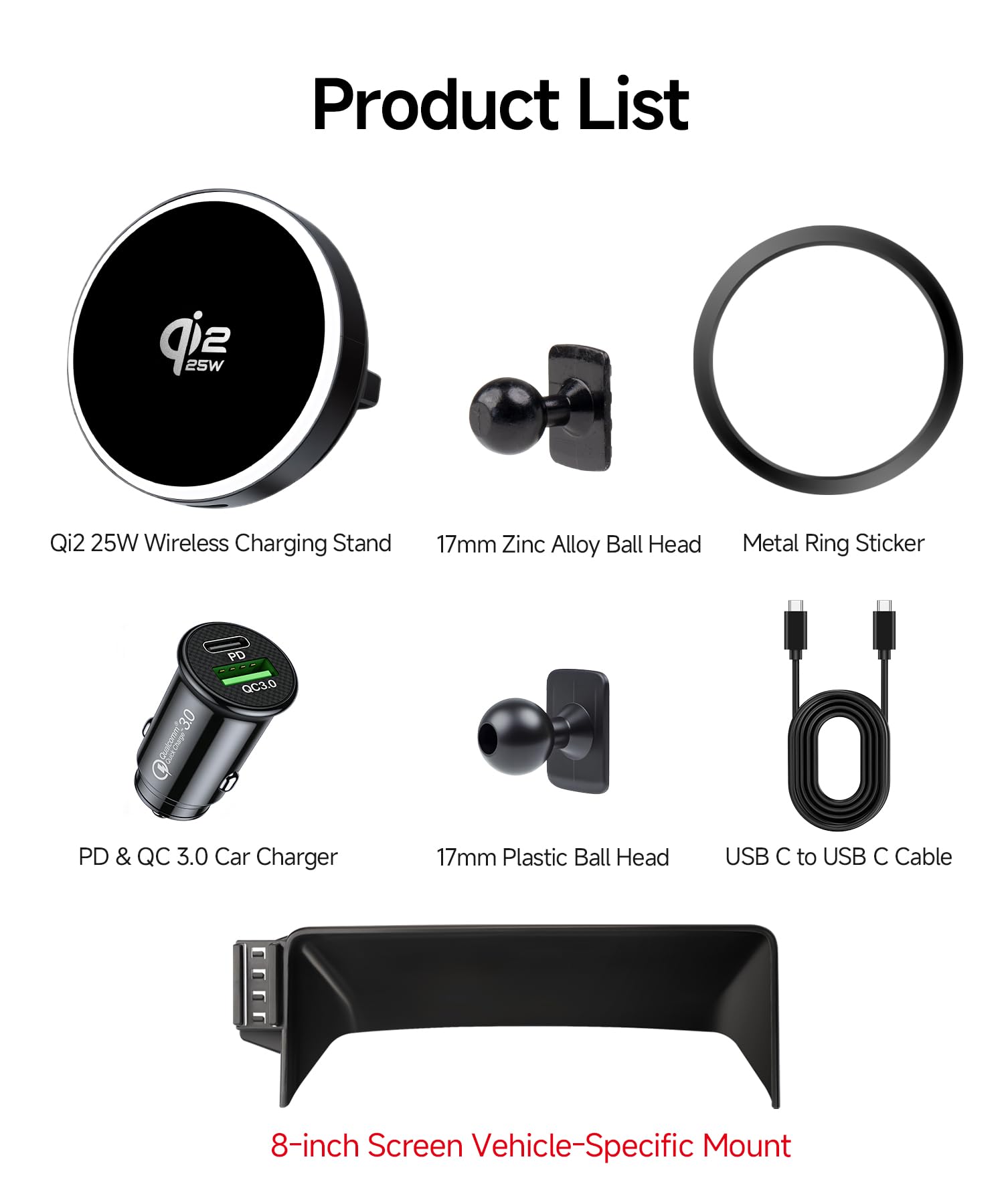 Qi2.2 Max 25 W Fast Wireless Car Charger Phone Holder per Honda Accord 2018-2022/Hybrid 8 Pollici Screen, Supporto magnetico per telefono compatibile con MagSafe