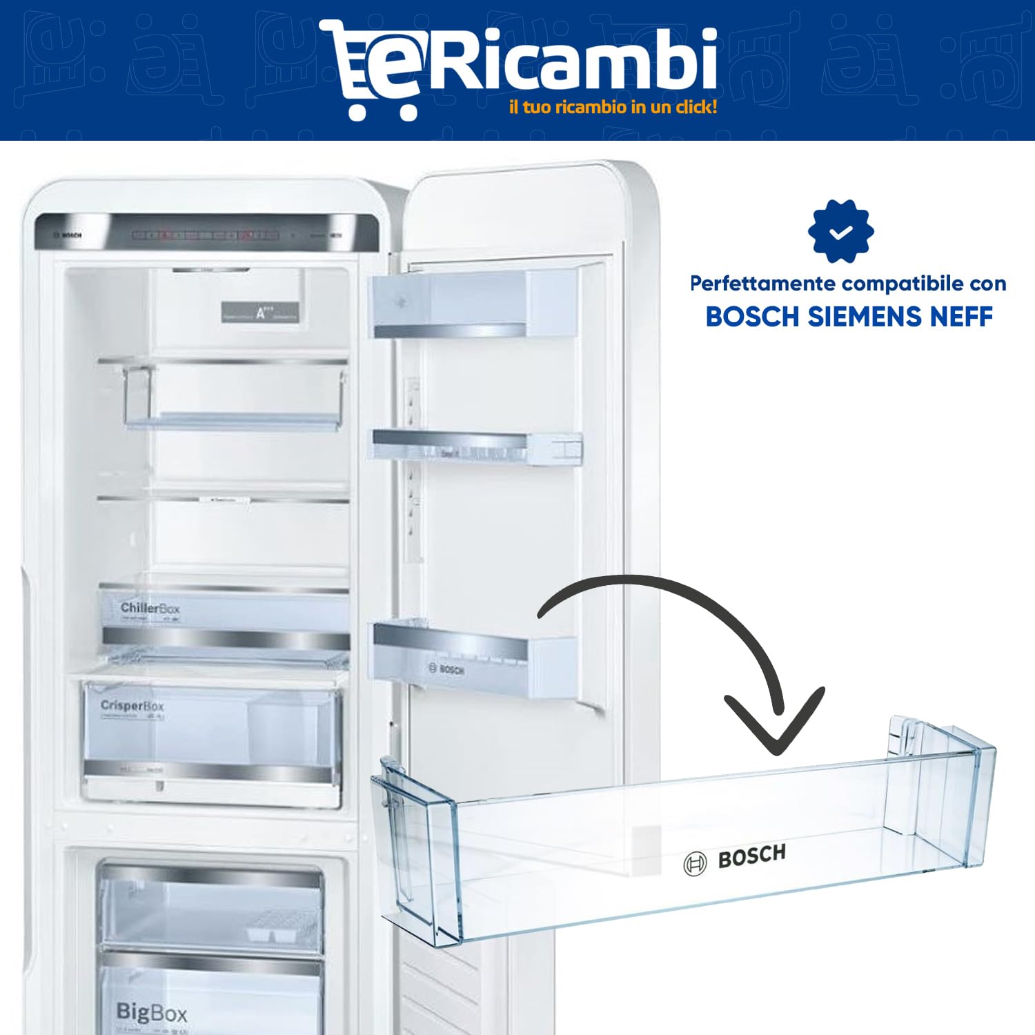 Ripiano Frigorifero Bosch Per Bottiglie - Mensola Inferiore Trasparente 436x113mm - Foto 5