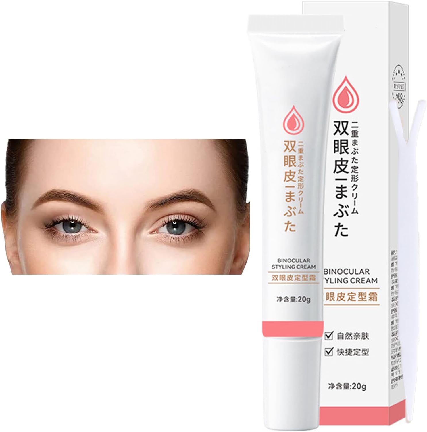 Double Eyelid Styling Cream,Eyelid Lifting Cream,Invisible Double Eyelids Modeling Cream,Waterproof & Comfortable Use,Double Eyelid Glue with Y Stick, Double-fold Eyelids Cream for Makeup,Easy to Use
