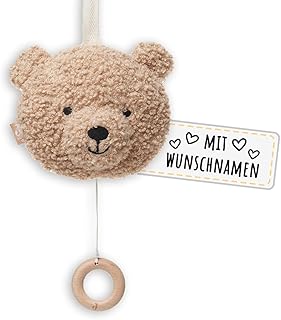 Holzura Baby Spieluhr Personalisiert mit Name - Einschlafhilfe und Babygeschenk zur Geburt für Jungen und Mädchen