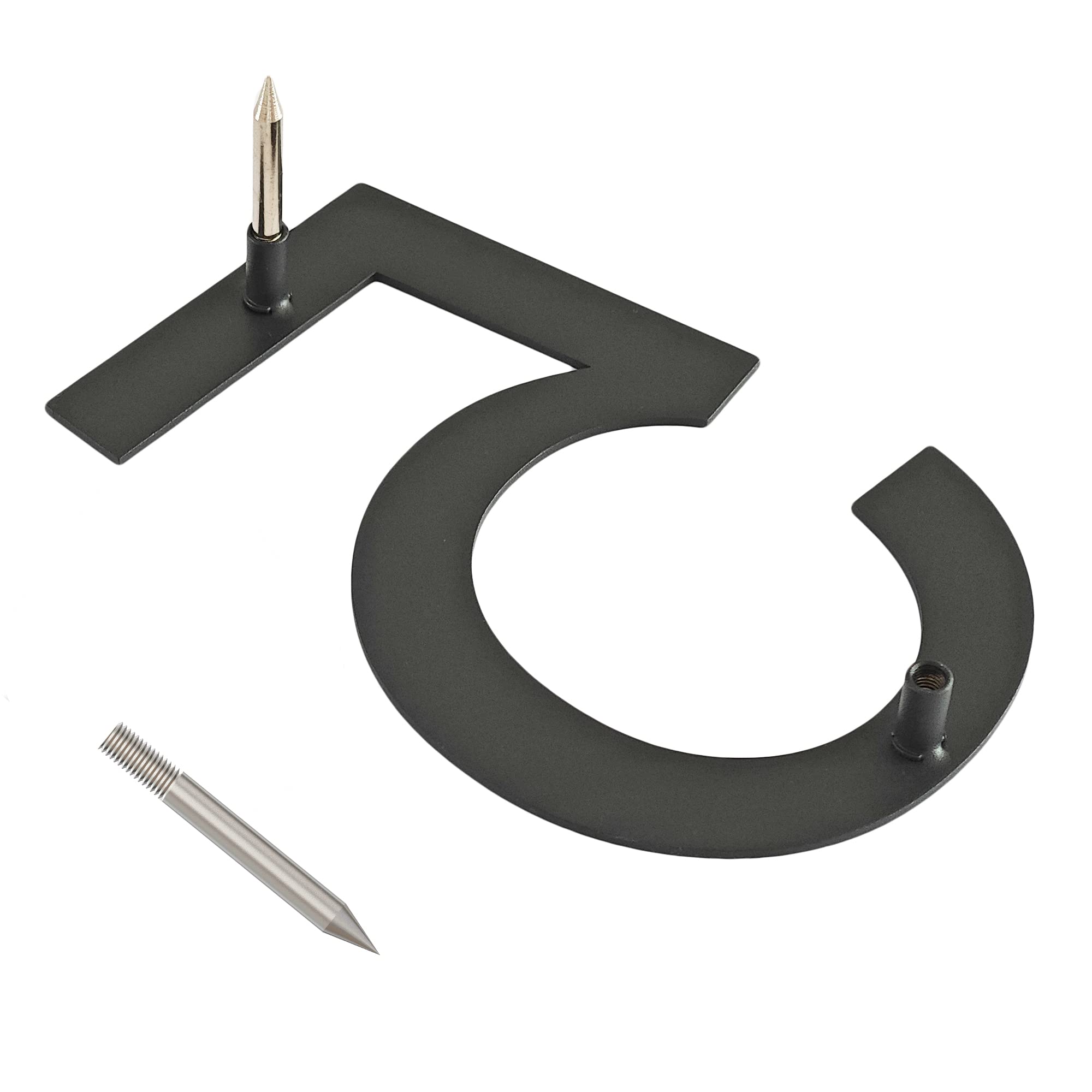 Ywonoby Stainless Steel House Numbers - Modern Floating Black Grey - 6 Inch 152mm Height - Arial Number 5 - Image 2