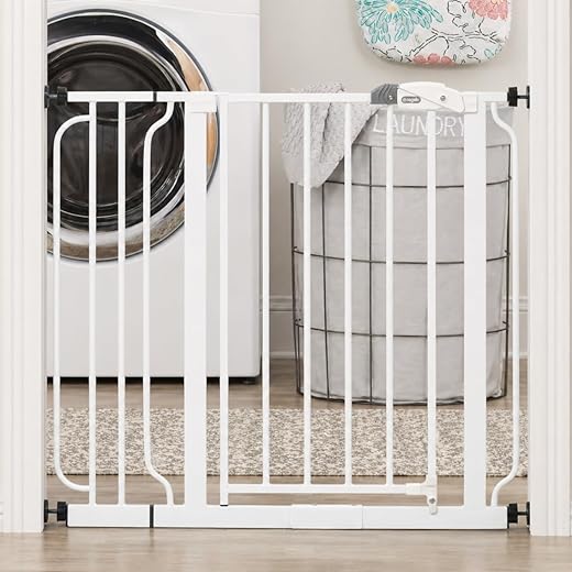 Regalo Safety 29-38.5" Baby Gate for Doorways & Bottom of Stairs, Pressure Mounted Baby Gate with Door for Babies, Toddlers & Pets, Tested & Safe for 30 Years, American Designed, American Owned, White