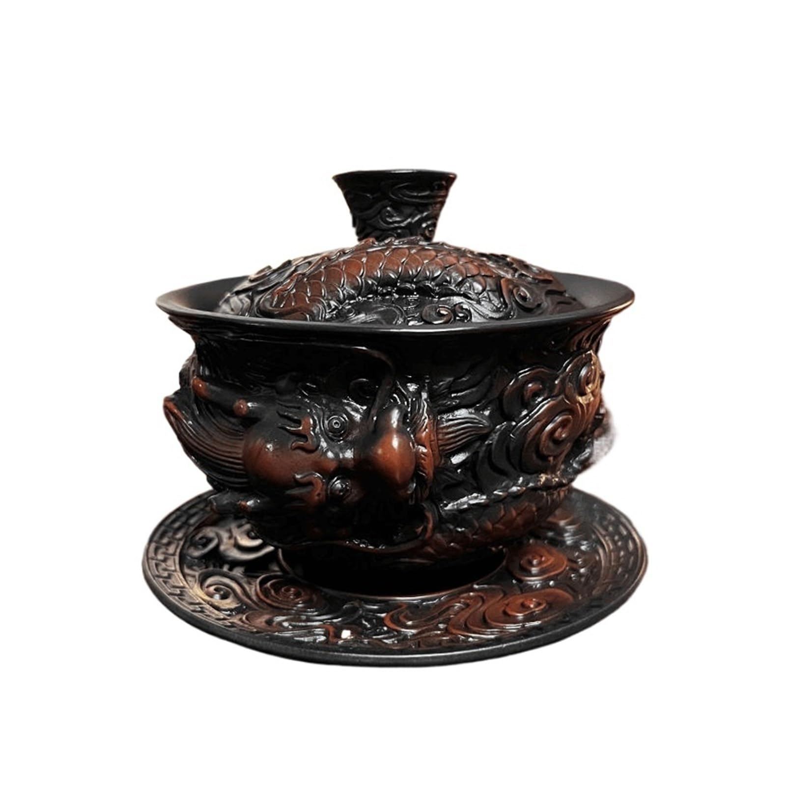 Jianshui Purple Pottery Gaiwan 200 ml handgefertigt | Teezeremonie, Kung-Fu-Set, 200 ml, handgefertigt, graviert, lila Keramik