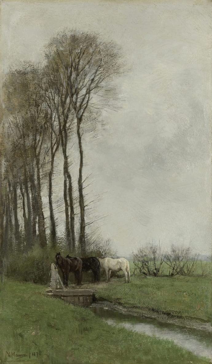 Tableau chevaux à la porte impression d'art mural vintage haute qualité