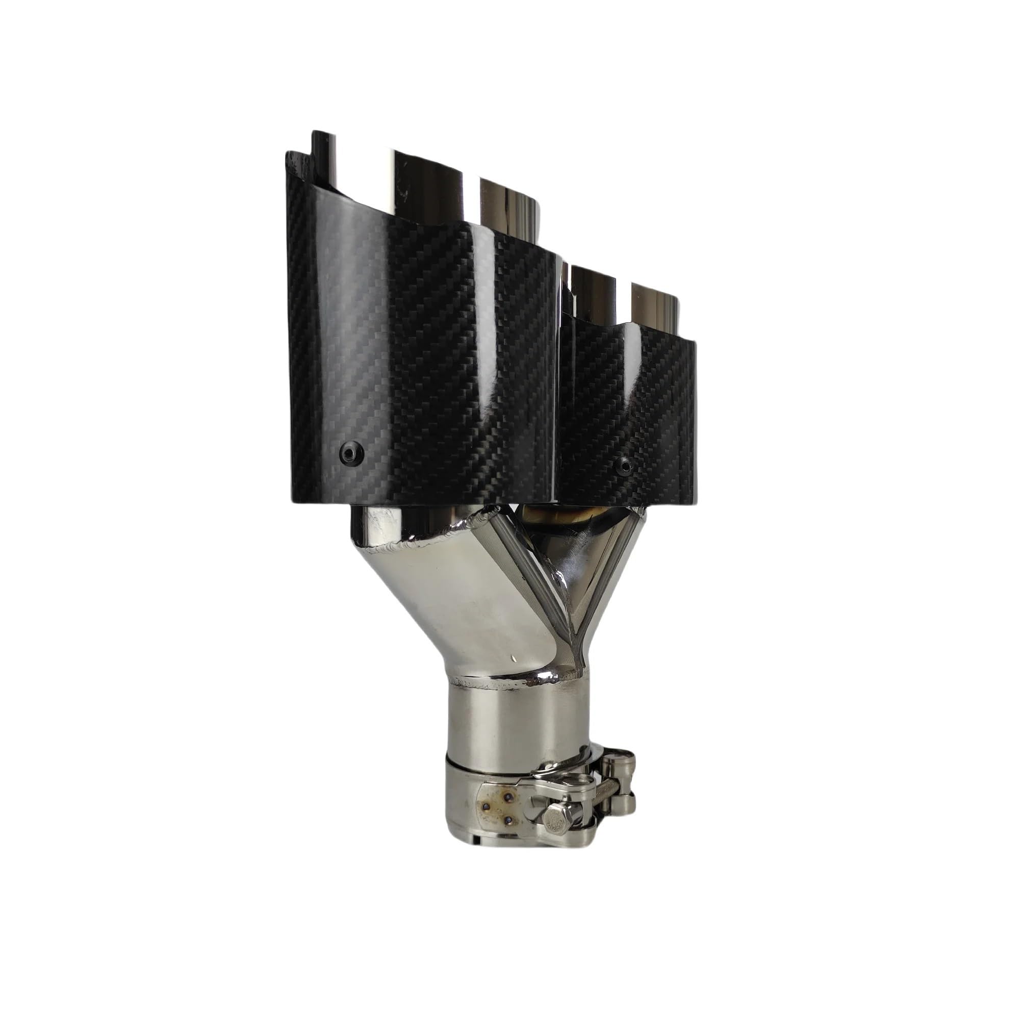 Embout de Silencieux d'Échappement Universel Polissage Y 76.2mm Double Sortie Auto - 6