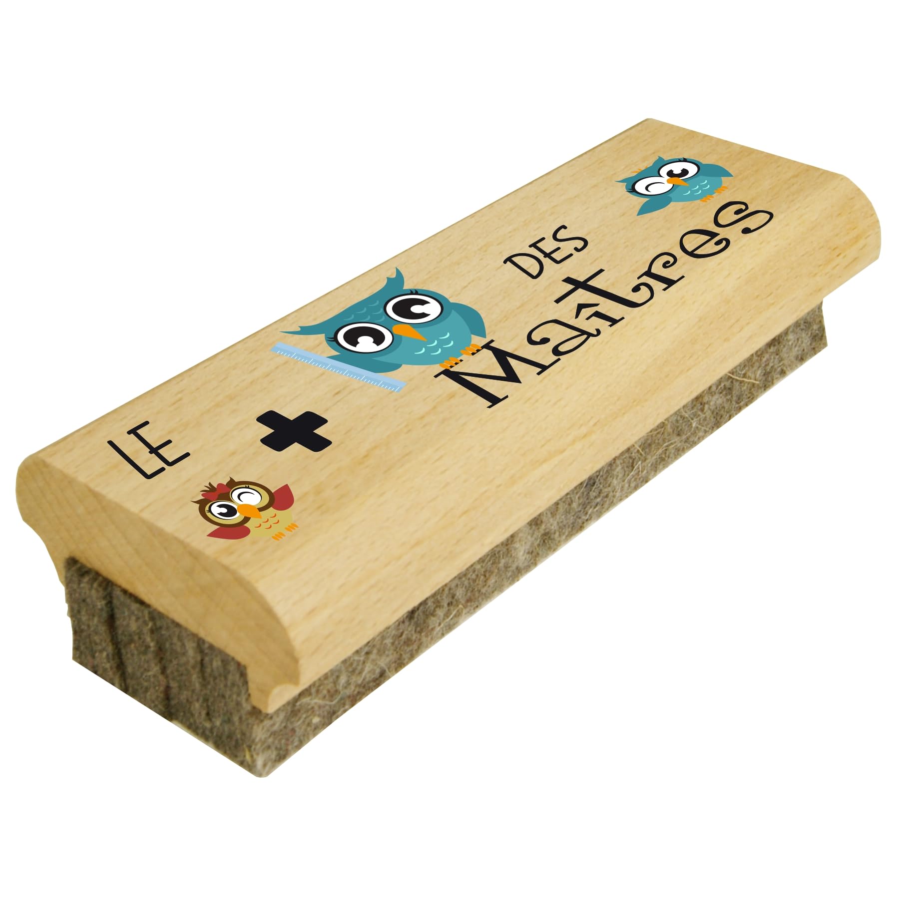 Cadeau Maître d'école - Brosse à tableau en Bois efface le Feutre et la Craie sur Tableaux Noirs et Tableaux Blancs - primaire et maternelle instituteur (Le plus Chouette des Maîtres)