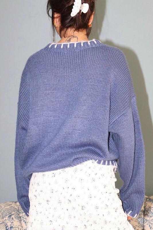 Women Y2K Graphic Sweater Top Long Sleeve Knit Print Pullover Oversized Loose Aesthetic Fall Sweatshirt4