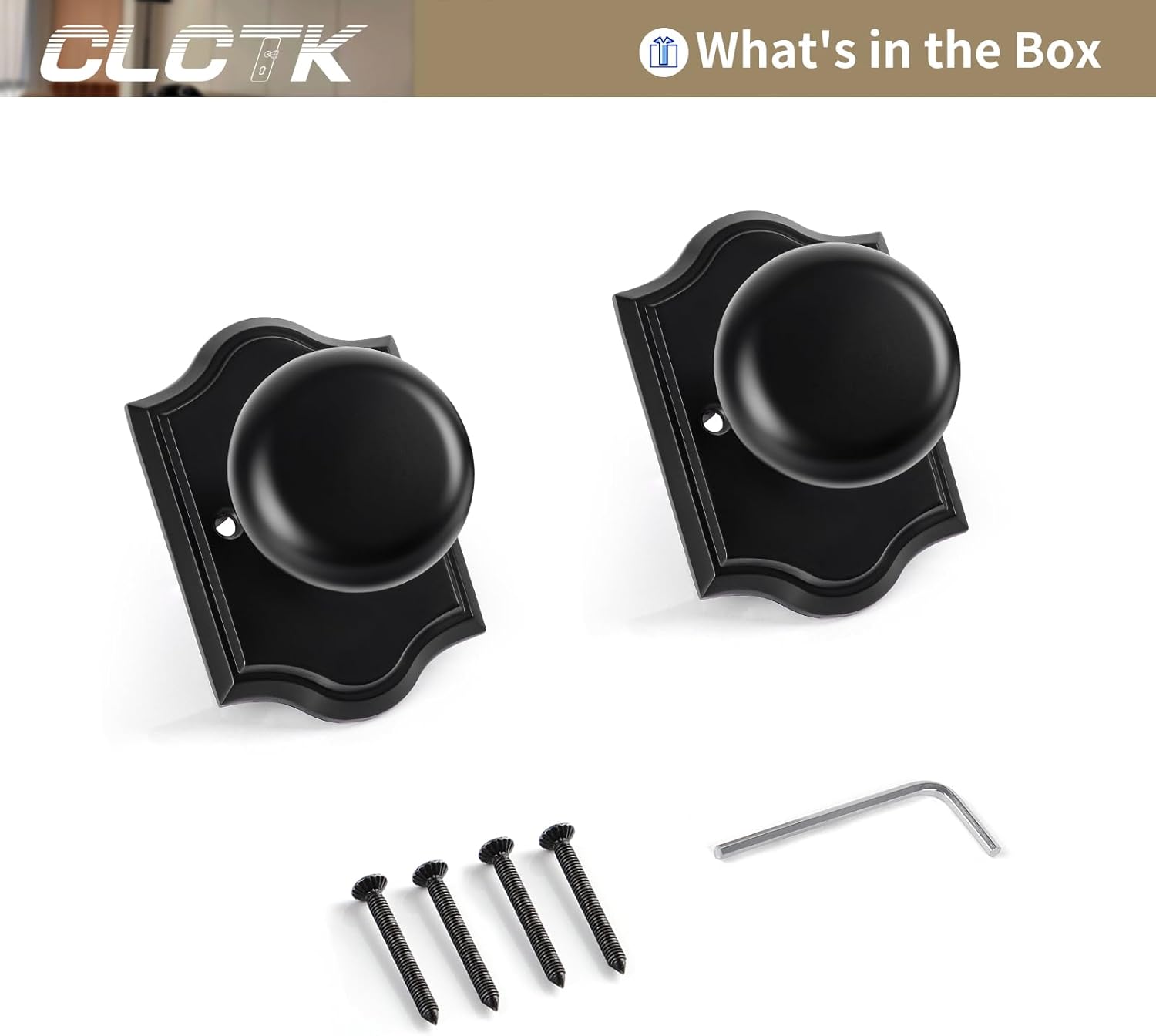 Matte Black Dummy Round Door Knob, Bifold Closet Black Dummy Door Handles Non-Turning Single Side, Zinc Alloy, 2 Pack
