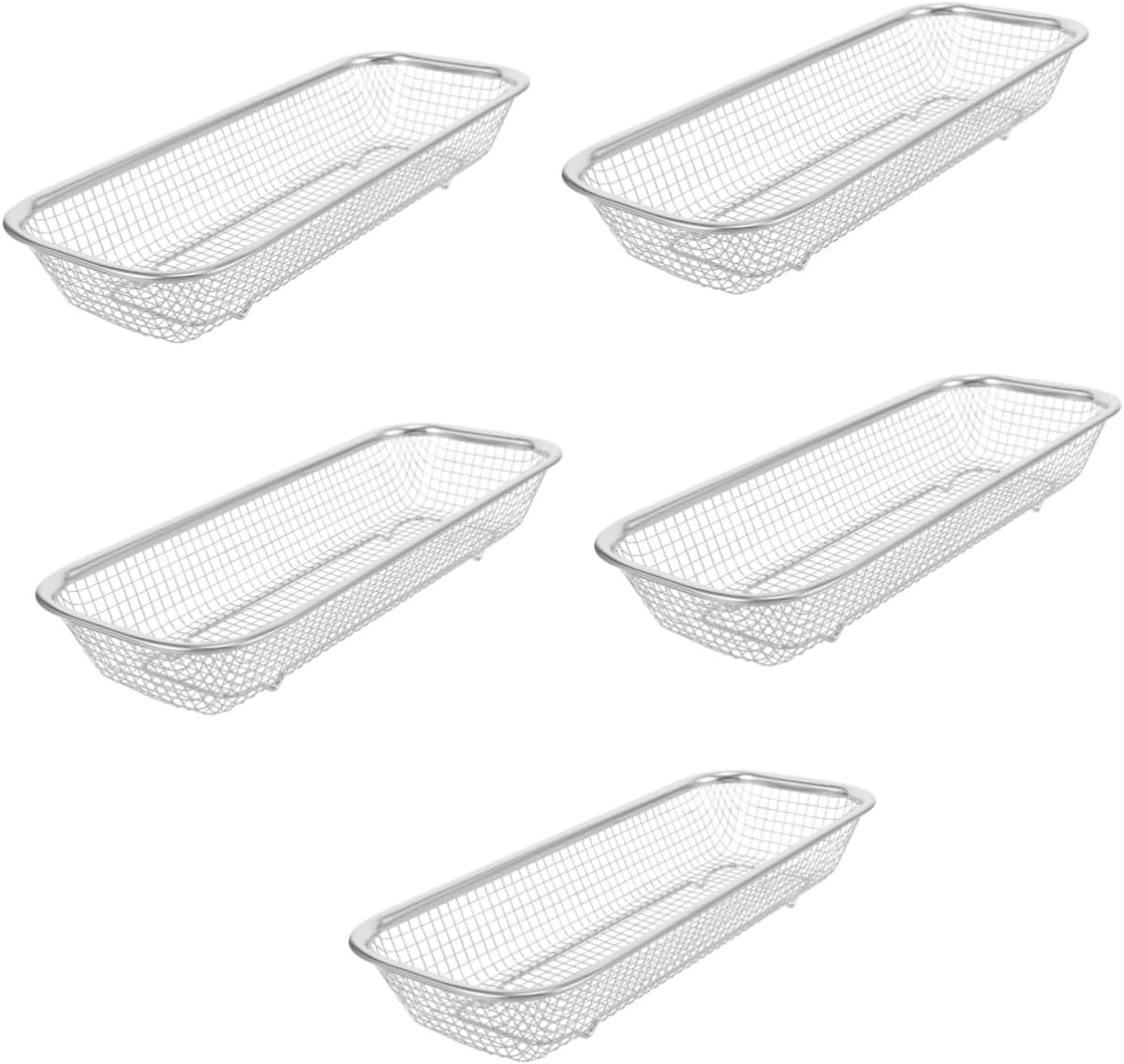 5pcs Stainless Steel Drain Basket Holder for Fruits Washing Vegetable Basket Kitchen Strainer Fruit Wash Strainer