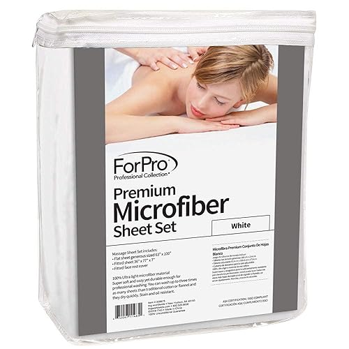 Miniatura 6 de Yaheetech Cama de spa portátil para pestañas, cama de masaje con ForPro, juego de sábanas de masaje de microfibra de 3 piezas, color blanco