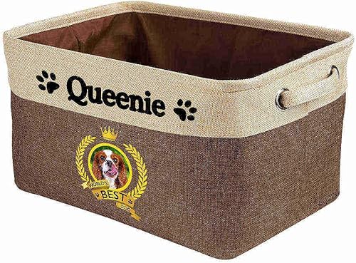 Cesta plegable de almacenamiento de juguetes para perros con nombre personalizado, el mejor perro Cavalier King Charles Spaniel Pup, caja de