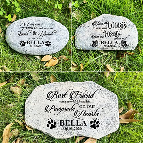 Zatanmulo Personalized Pet Memorial Stone, Garden Memorial Stone Personalized, Dog Headstone, Cat Tombstone, Memorial Plaque Outdoor, Garden Stepping Stone (Memorial Words)