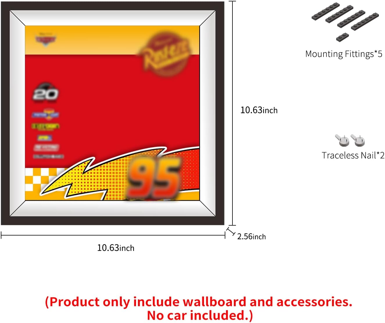 iLuane Display Wallboard for LEGO Speed Champions Lightning McQueen Toy - Disney Pixar Cars Building Blocks 77255, Adult Collectibles Wall Mount, Room or Office Decor(No Car Included)