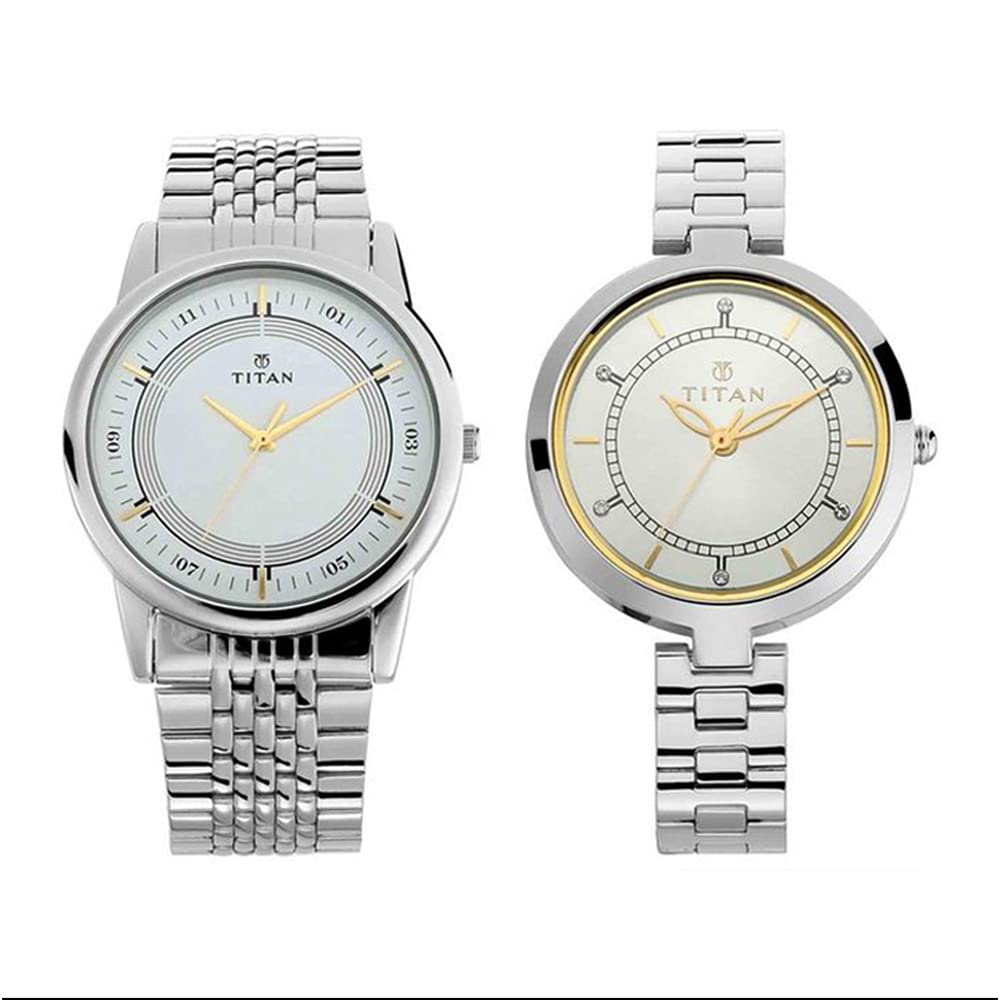 Titan Bandhan Quartz Analog Silver Dial Stainless Steel Strap Watch for Couple-NS17732603SM01P (B07PZB2RNJ) Amazon Price History, Amazon Price Tracker