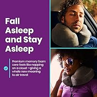 Vista 4 de Cabeau Almohada cervical para viajes en avión – Evolution Classic – Diseño en forma de U de espuma viscoelástica – Apoyo para dormir con cierre