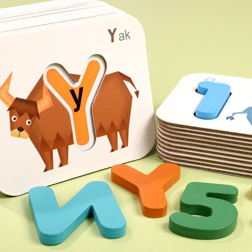 Alphabet- und Zahlenzuordnungsspiel, Holzbuchstaben- und Zahlkarten