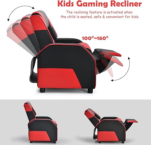 Miniatura 20 de ARLIME Silla reclinable para niños, de piel sintética, con reposapiés, reposabrazos, reposacabezas y soporte lumbar, sofá ajustable para juegos para