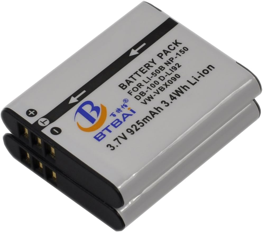 2X Camera Battery for Li 50b Li50b SZ 14 SZ 12 SZ 10 SZ 15 SZ 11 XZ1 TG 860 830 610 810 850 630 510 Tough 6000 8010 8000 VG 170 vr 350 VR 340 Stylus 9000 SP 815uz db-100 vw-vbx090 d-li92 s1a