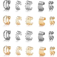 20 Pcs Gold Silveer Hair Braids Dreadlock, Non-Piercing Ear Clip Beard Beads Cuffs Clip Hair for Women Men Hair Accessories Styling Tools