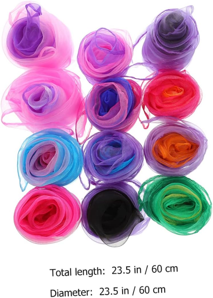 FRCOLOR 12pcs Boys and Girls Dance Juggling Scarves Square Chiffon Scarves for Stage Rave for Boys and Girls Random Color